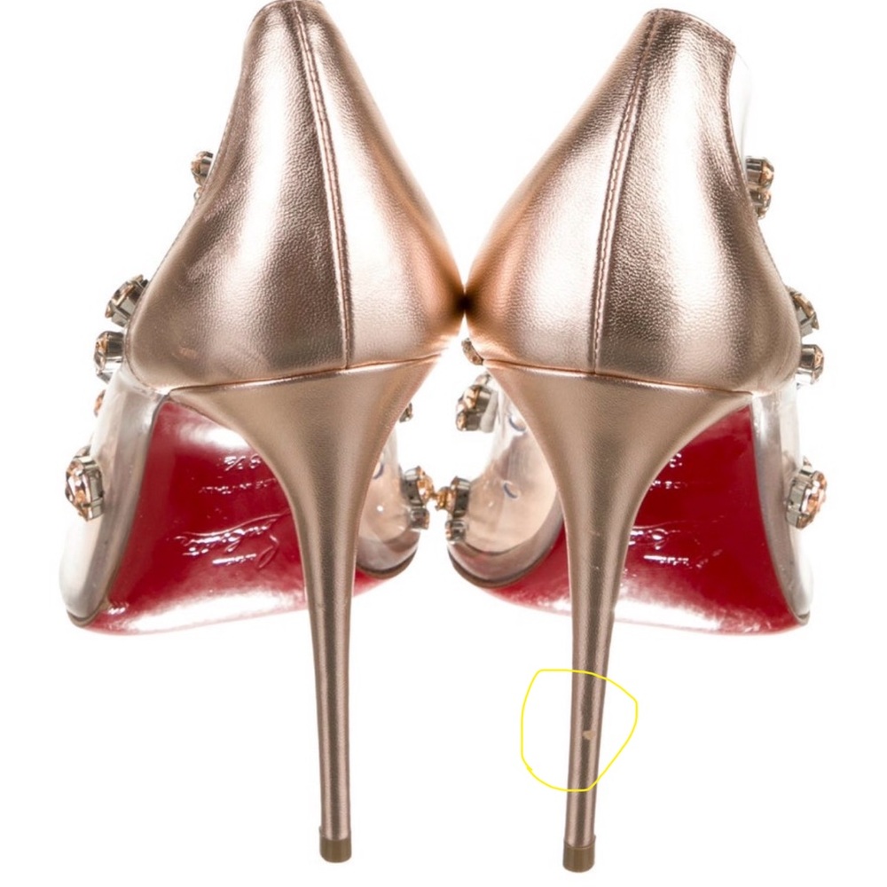 Christian Louboutin Clear Degraqueen Rose Gold Jeweled PVC Pointed-Toe Pumps - Picture 8 of 17